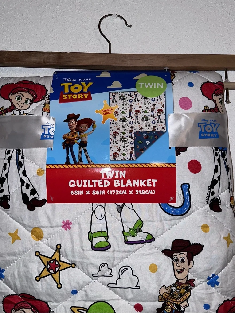 Toy Story Twin Quilted Blanket for Kids Woody Jessie Buzz Alien Bullseye *Flaw